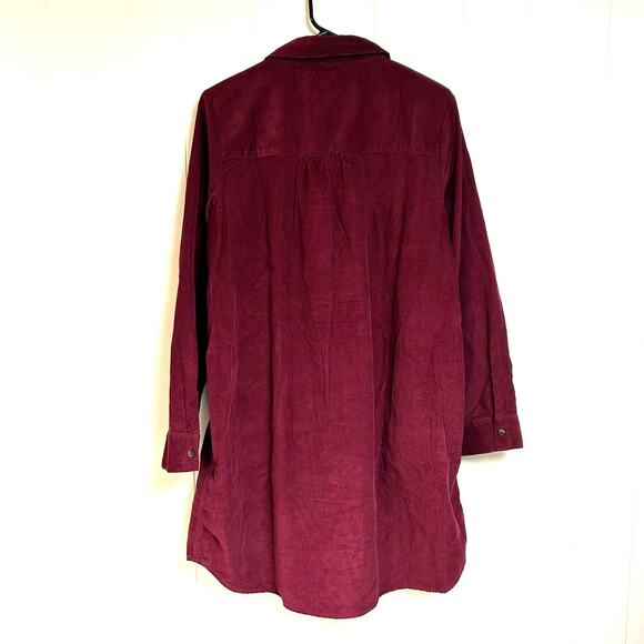 FatFace Red Maroon Needlecord Corduroy Smock Shirt Dress Pockets Fall Size 10 R - Picture 3 of 7